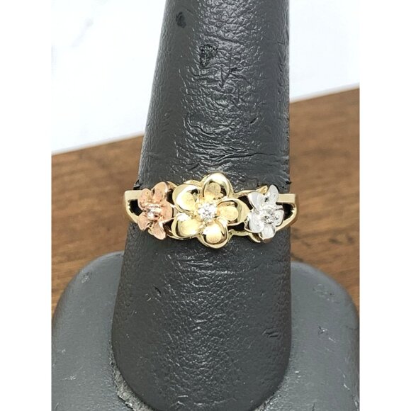 Floral Cocktail Ring 14k Yellow Gold Estate Jewelry Women's Size 9 - Picture 7 of 13